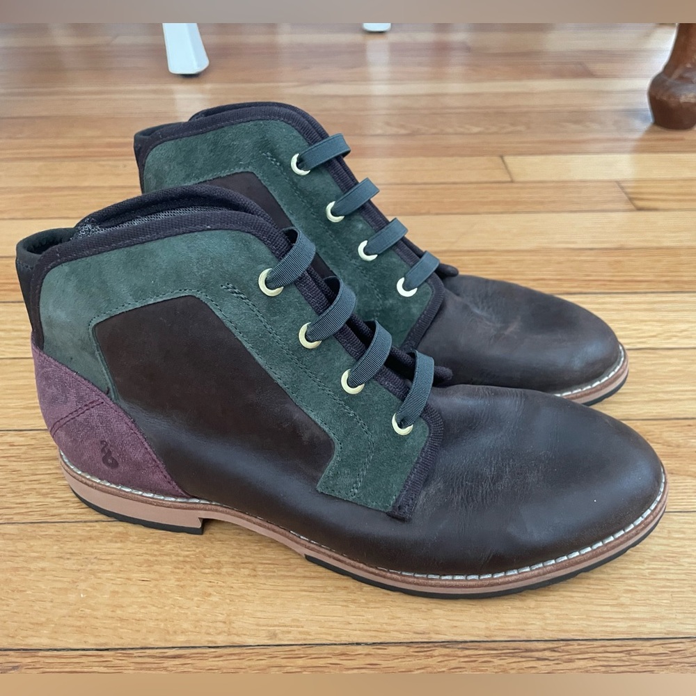 Anhu Harper Boots Womens Leather Patchwork Lace Up Booties Size 8.5